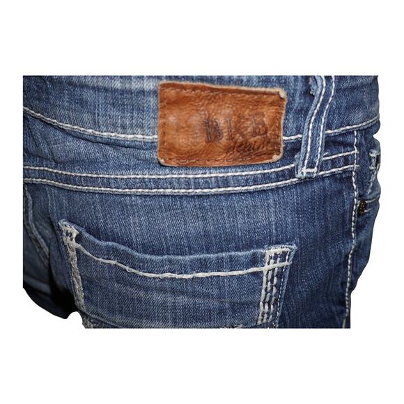BKE Denim Sabrina Jean Shorts Size 27 Mid Rise Cuffed Blue Distressed Rhinestone - Picture 5 of 9